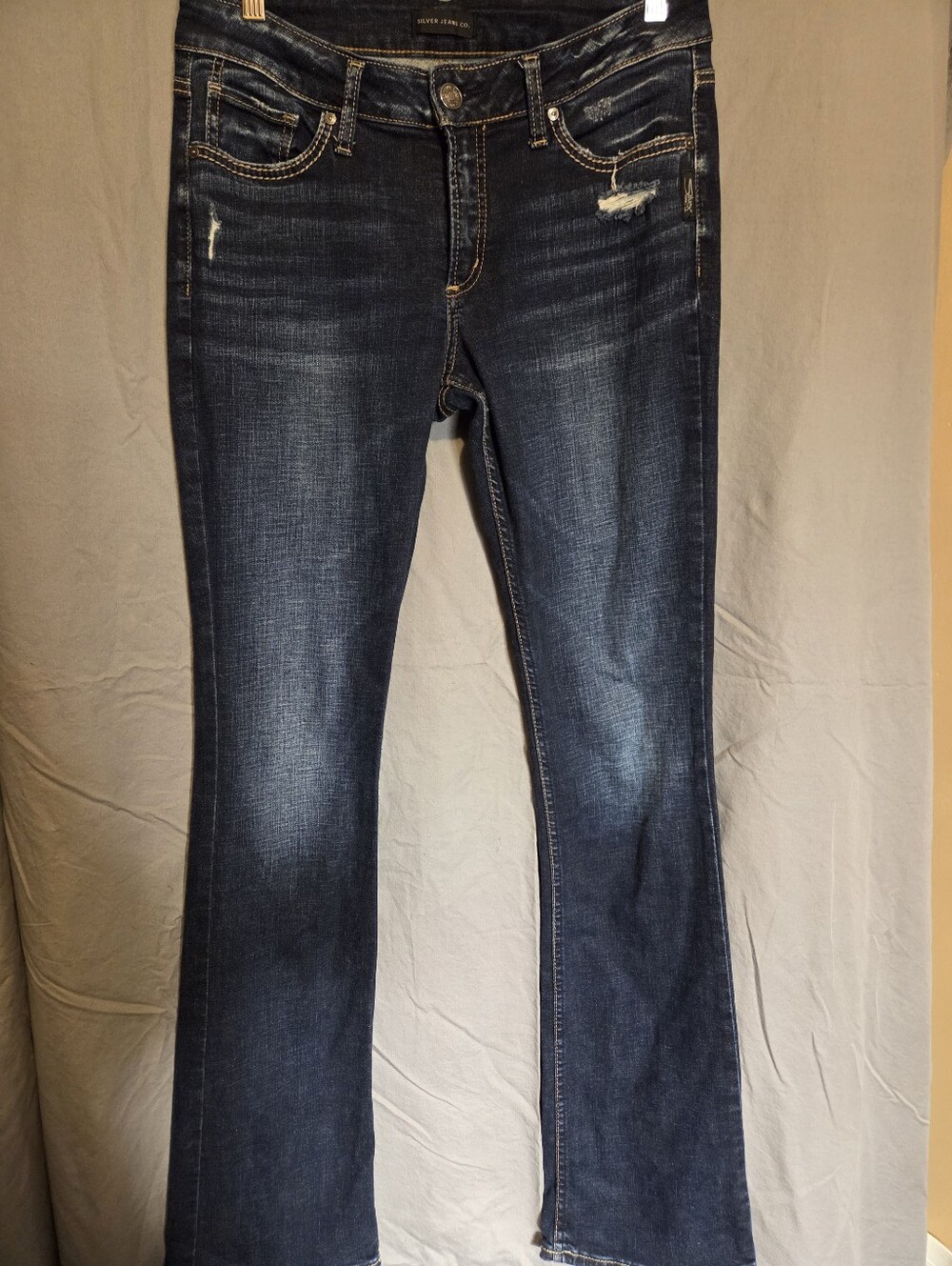 Silver Dark Blue Women's Stretch Bootcut Jeans